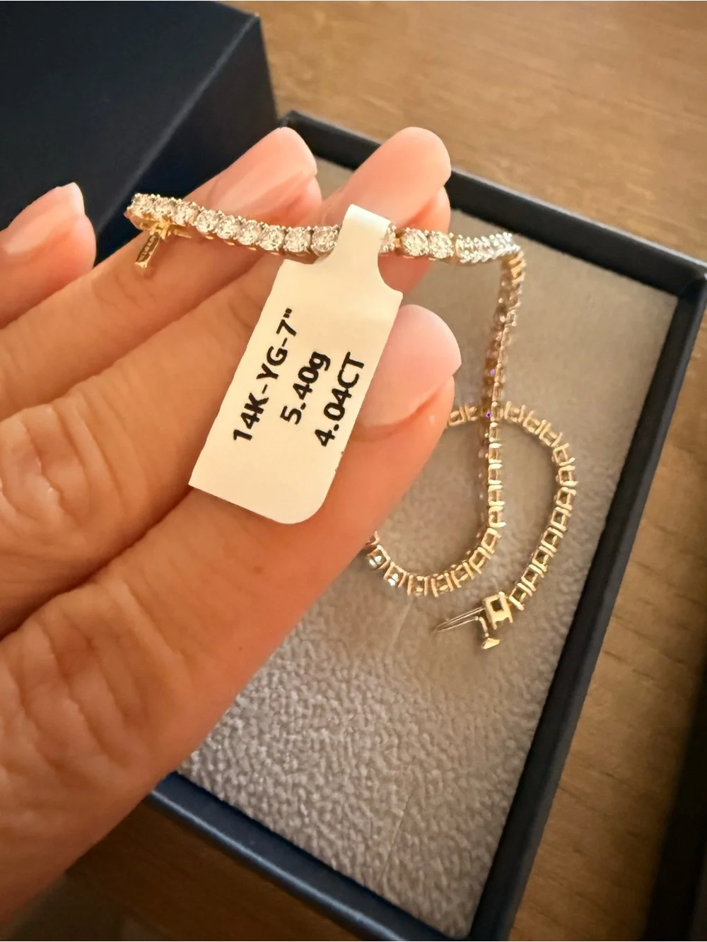 14K Solid Yellow Gold Lab Grown Diamond Tennis Bracelet - 4.04tcw, Size 7
